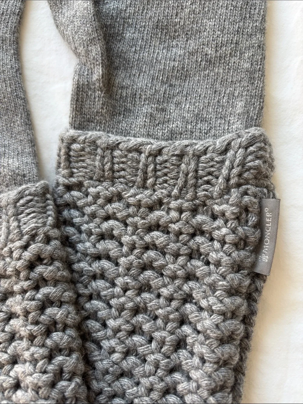 Moncler Long Grey Knit Gloves